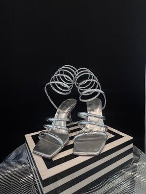 Cult Gaia Spiral Silver Heels